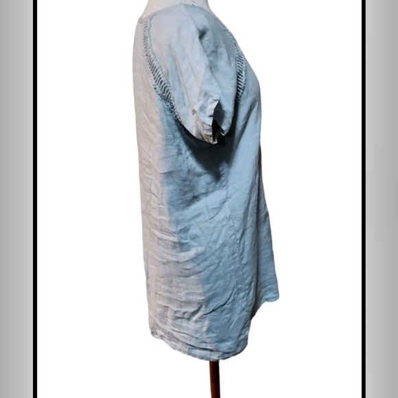 Bellambia M Dress Knee Length Gray Made In Italy Lagenlook Short Sleeve 100% Lin - Picture 3 of 4